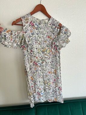 H&M White One-Shoulder Floral Mini Dress
